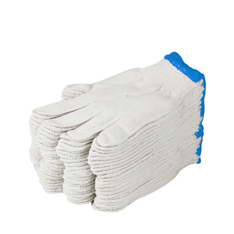 Guantes de hilo de algodón antideslizantes y resistentes al desgaste, trabajo en el sitio de reparación de automóviles, hilo blanco engrosado y cifrado, guantes de hilo de protección laboral que absorben el sudor al por mayor