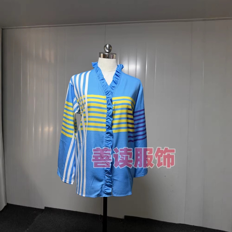2026 Spring/Summer Women's Ruffled Edge Shirt Loose Fit 3D Digital Print Long Sleeve Casual Shirt Independent Brand Hit 2026 Spring/Summer Women's Ruffled Edge Shirt Loose Fit 3D Digital Print Long Sleeve Casual Shirt Independent Brand Hit