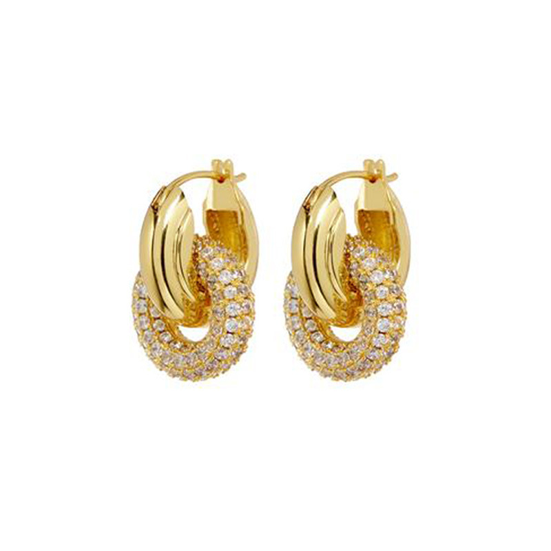 Rétro Couleur Unie Placage Incruster Le Cuivre Zircon Boucles D'oreilles display picture 4