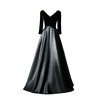 Black suntan oil, long elegant evening dress, long skirt, European style, new collection