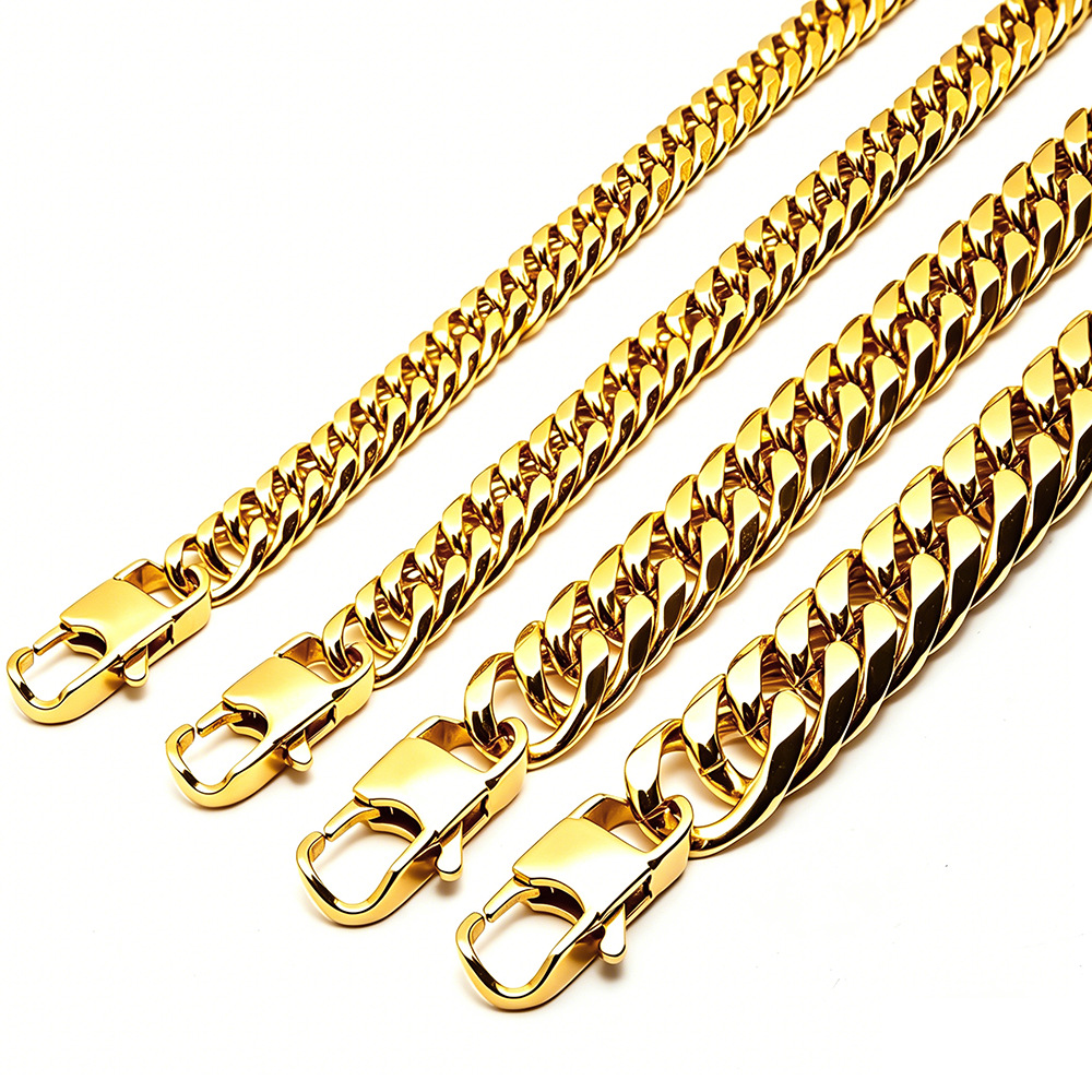 2025 k-estilo de tendencia creativa personalizada, collar de acero inoxidable y titanio, pulsera, cadena para hombres, hebilla cuadrada, cadena cubana para hombres