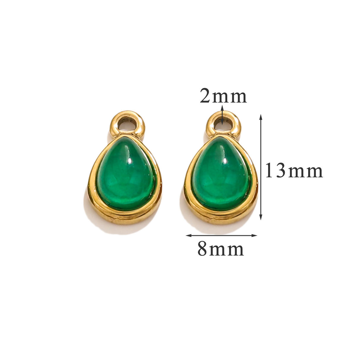 DIY accesorios de joyería gota de acero inoxidable incrustado piedra natural elíptica pequeña colgante pendientes pulseras collares materiales hechos a mano