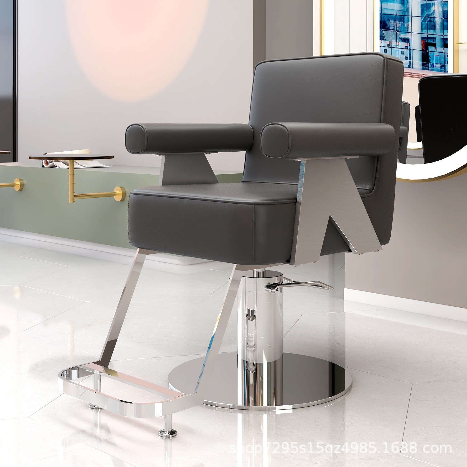 Fábrica directa silla de peluquería silla de salón de peluquería silla de corte de peluquería puede caer la moda red silla de aceite