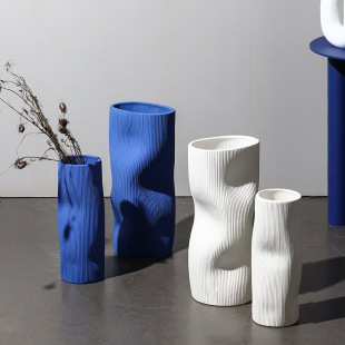 Morandi Wave Ceramic Vase Flower Holder Modern Casual Home Living Room Entrance Hotel Accessories Model Room