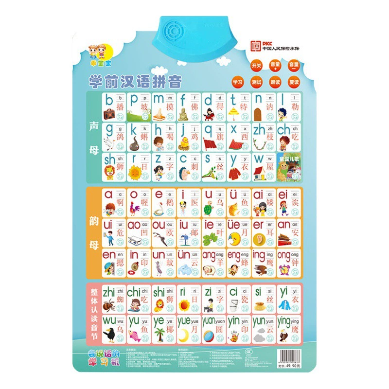 Пиньинь аудио Настенная диаграмма детская карта грамотности раннего образования детское просветление распознавание изображений Настенная Наклейка От 3 до 6 лет звуковые игрушки