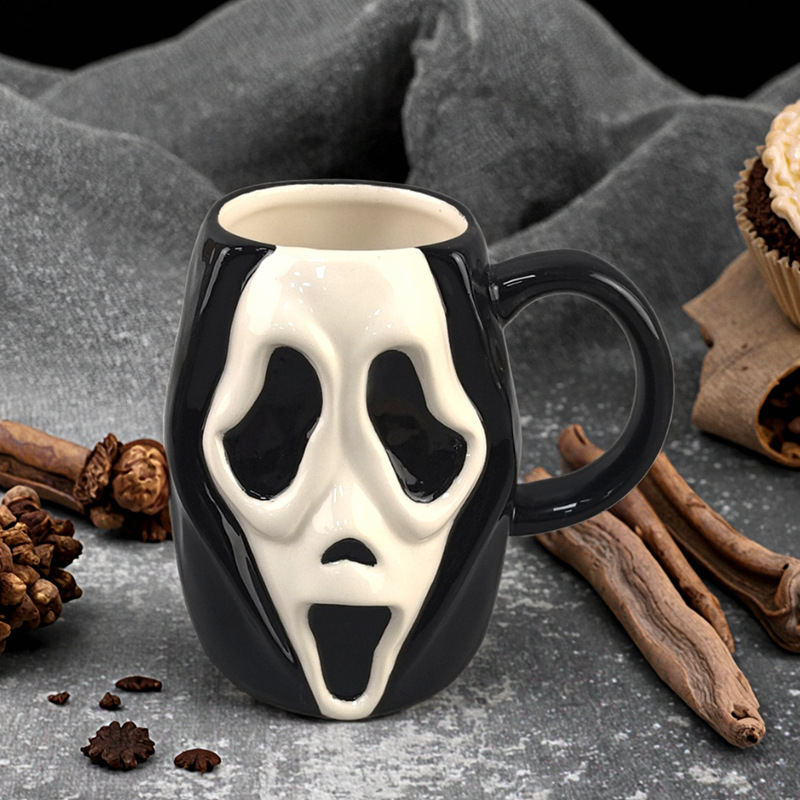 Atmósfera de Halloween Face divertida Taza de cerámica Adornos de mesa Fun Ghost Fun Halloween Decoración Atmósfera Accesorios