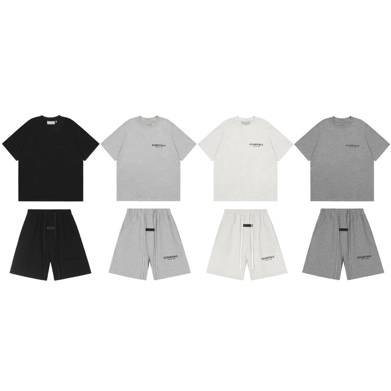 Essentials Quality T-Shirt Men's and Women's Hip-Hop Half-Sleeved Trendy Brand High Street Fog American Flocked Letter Short-Sleeved Essentials Quality T-Shirt Men's and Women's Hip-Hop Half-Sleeved Trendy Brand High Street Fog American Flocked Letter Short-Sleeved