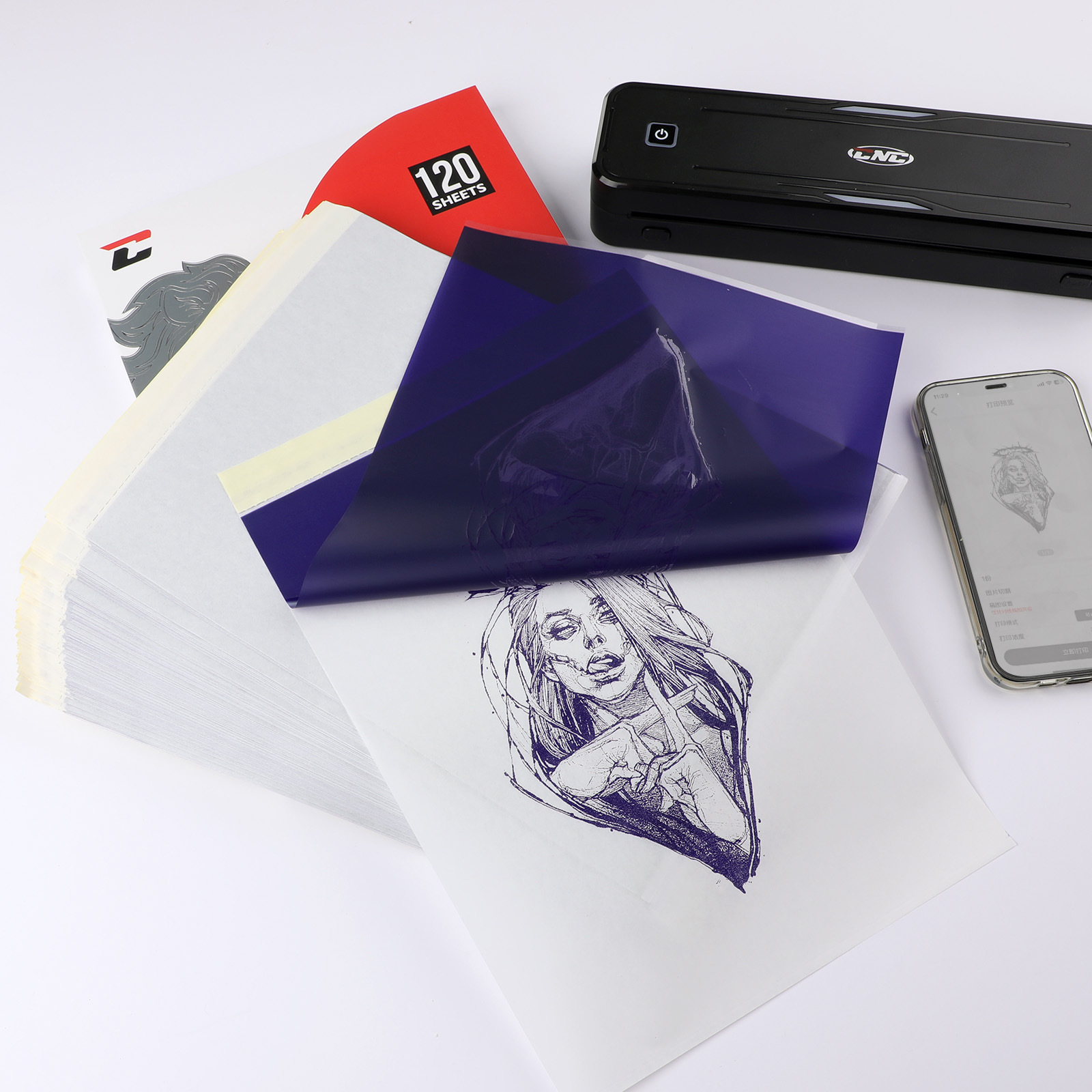 Papel de transferencia de tatuaje de bordado de dragón cuatro copos papel de copia A4 papel de transferencia térmica de alta definición impresora de tatuajes papel de transferencia de dibujo a mano