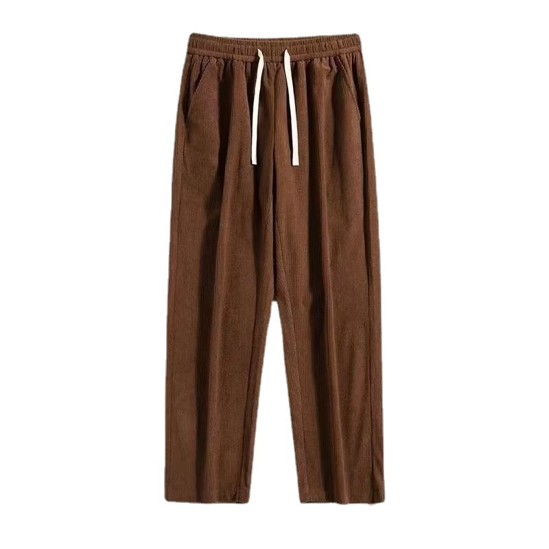 Estilo japonés drapeado marrón pantalones de pana marrón primavera y otoño Pantalones rectos delgados marca de moda Pantalones casuales sueltos hombres