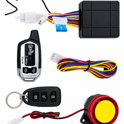 Motorcycle anti-theft alarm, two-way remote control security system, alarm horn, complete motorcycle accessory set