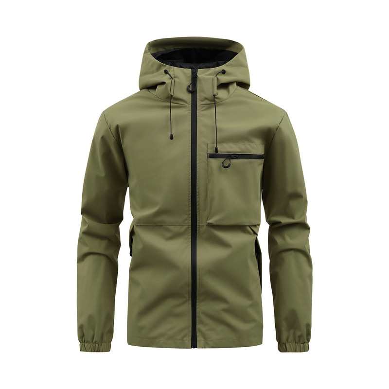 Autumn New Men's Cross-Border Version Jacket Fashion Casual Hooded Solid Color Multi-Pocket Workwear Outdoor Windbreaker Jacket Autumn New Men's Cross-Border Version Jacket Fashion Casual Hooded Solid Color Multi-Pocket Workwear Outdoor Windbreaker Jacket