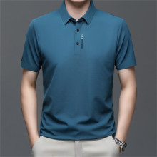 夏季新款男士POLO衫无痕商务休闲纯色短袖T恤男中青年跨境代发衣