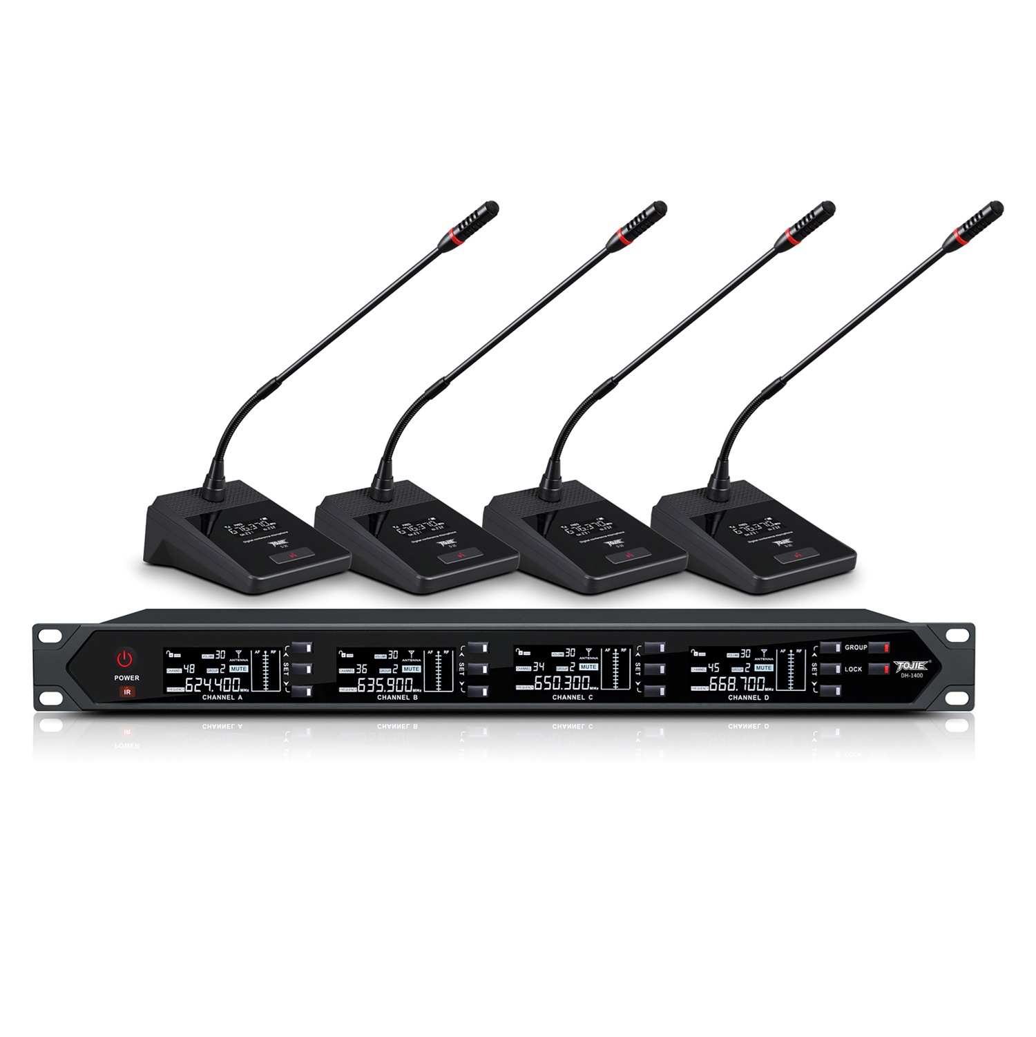 TOJIE/拓捷 DH-1400/D-20 一拖四无线长杆鹅颈会议话筒