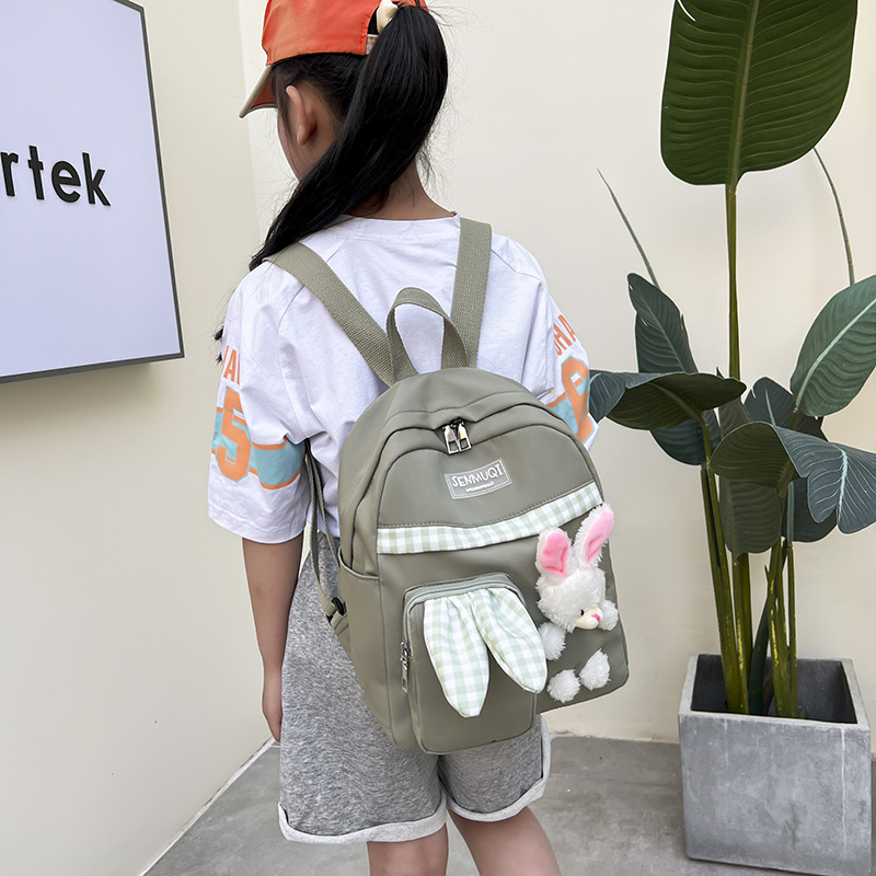 Mochila para niños de Kindergarten niños y niñas de gran capacidad mochila lindo conejito lienzo pequeña mochila bolsa de viaje moda