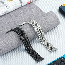 适用三星galaxy watch4/5 pro表带 watch 6 五珠蝴蝶扣不锈钢表带