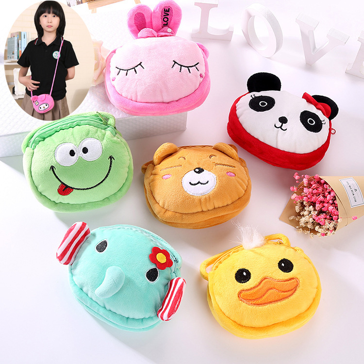 Nuevo estilo coreano de dibujos animados lindo de los niños de La felpa pequeña bolsa de hombro de las niñas bolsa de mensajero bebé todo partido Cambio pequeña bolsa