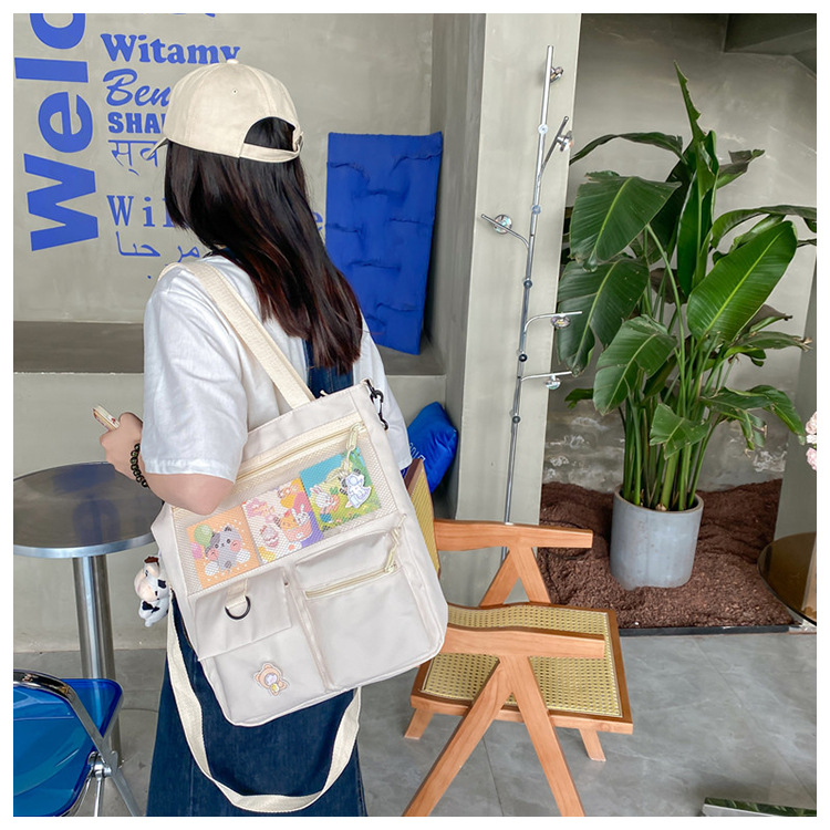Large-capacity Japanese-style single-shoulder canvas bag for girls, versatile crossbody, ins, a tote bag for junior high school students' classes, and a schoolbag for after-school tutoring undefined