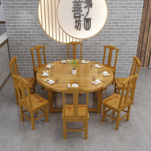 Solid wood fast food dining table and chairs for restaurant snack bar noodle shop tables and chairs Chinese style carbonized hot pot barbecue rectangular dining table set