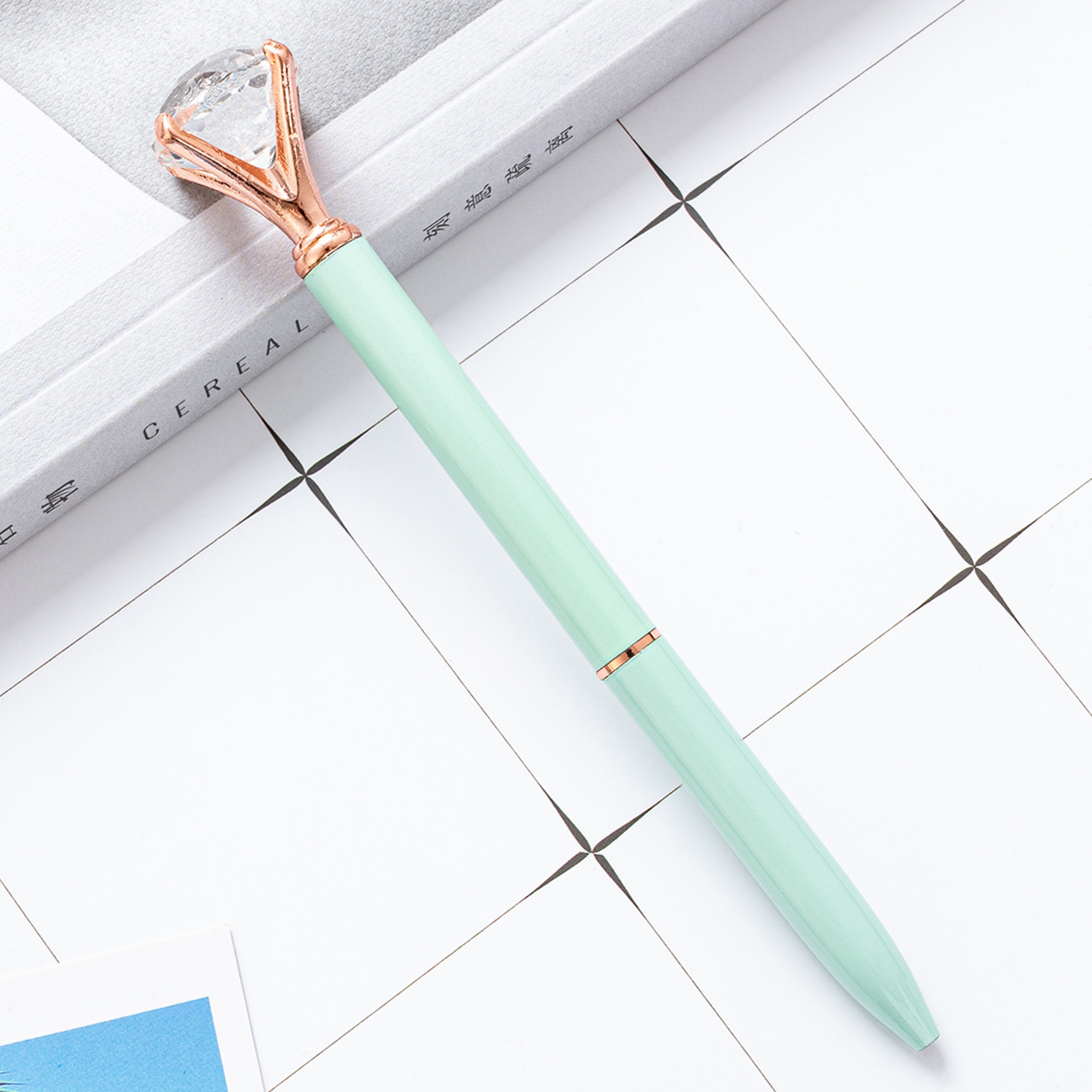 Gran diamante bolígrafo venta al por mayor Oficina papelería regalo metal diamante cristal pluma Impresión logotipo gradiente diamante pluma