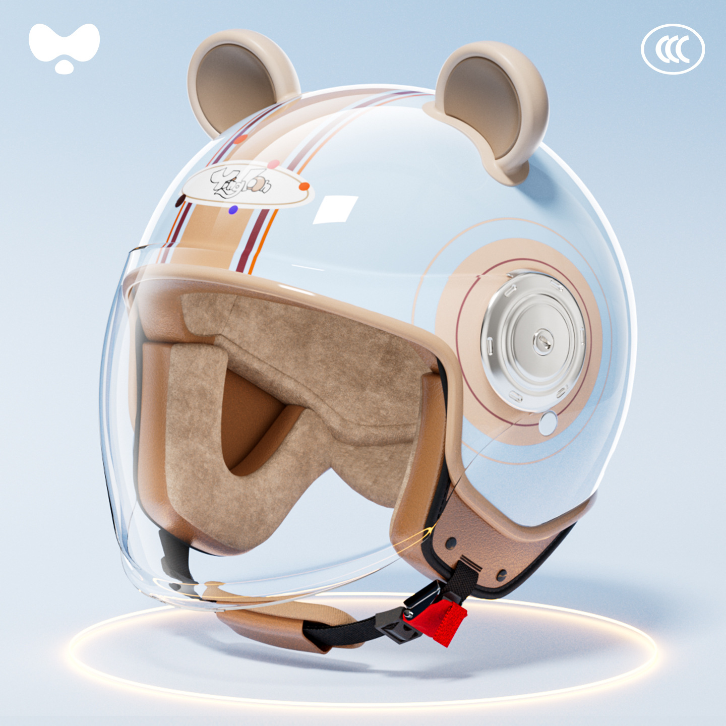 Full Helmet — Motuoche Motosiklet kaskı (dəbilqə) - 3c-adult-blue-hd-long-mirror-class-a-one-size