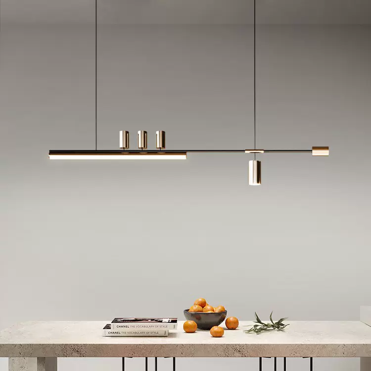 设计师餐厅灯简约现代轻奢极简书房办公室餐桌岛吧台一字长条灯具