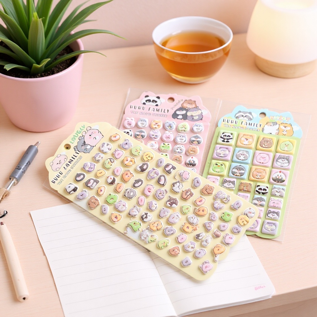 3D dibujos animados adorables colección de animales pequeños espuma para niños recompensas pegatinas cuentas de contabilidad caja de teléfono móvil pegatinas decorativas de cuaderno