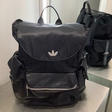 男女同款韩版大容量阿迪三叶草双肩包翻盖抽绳背包时尚运动通勤包