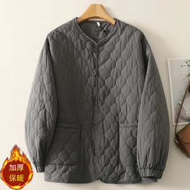 女装2025文艺复古葫芦格蓬蓬外套女秋冬宽松夹棉森系甜美纯色棉服