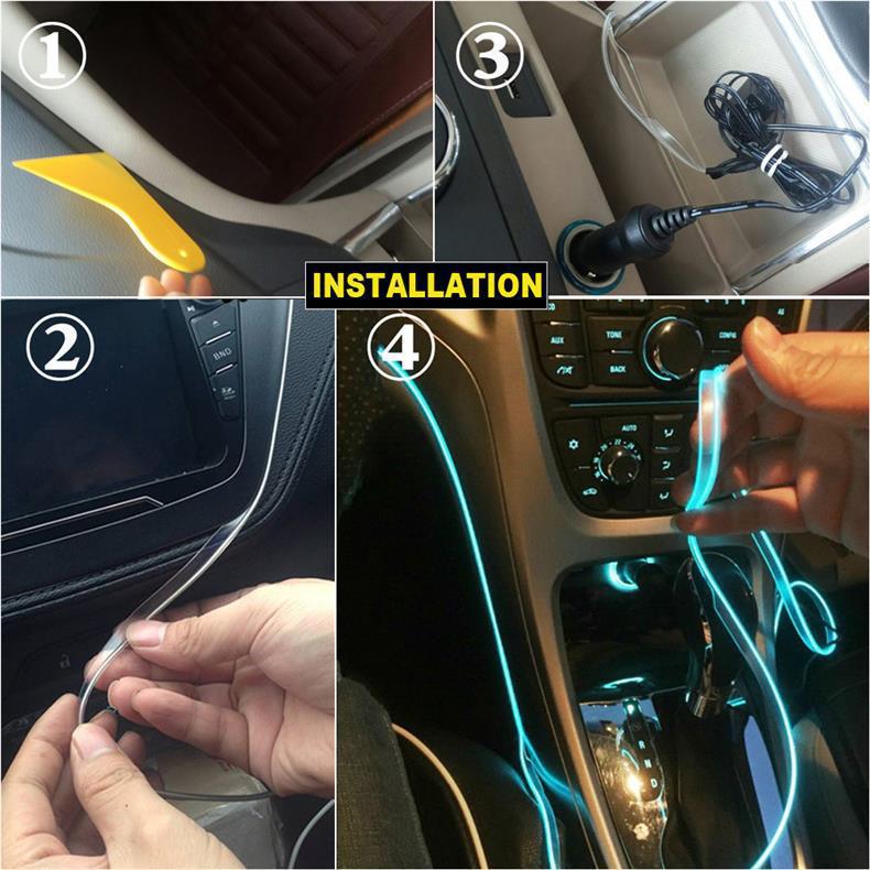 Car led atmosphere light colorful cold light instrument decorative light app one drag five car voice control atmosphere light