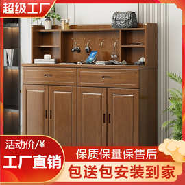 中式实木餐边柜现代简约矮柜置物客厅厨房家用玄关鞋柜收纳储物柜