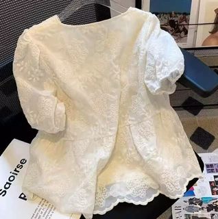 韩系女奶系穿搭 薄款轻熟温柔系穿搭夏季chic独特别致小上衣