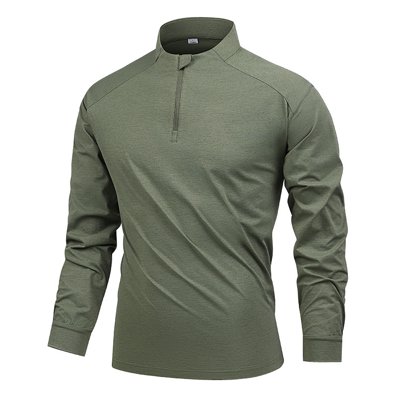 Outdoor Moisture-Absorbing Quick-Drying Long-Sleeved T-Shirt for Men 2026 Spring and Summer Half-Zip Sports Fitness Running Training Cycling Clothing