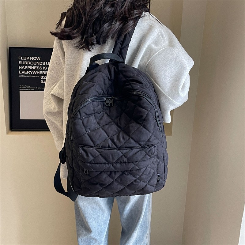 Bolso de las mujeres 2024 nuevo estilo coreano las mujeres diamante bordado hilo mochila moda casual color sólido viaje