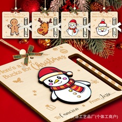亚马逊木质工艺品圣诞钱夹 生日抓周道具 现金礼品雕刻装饰品