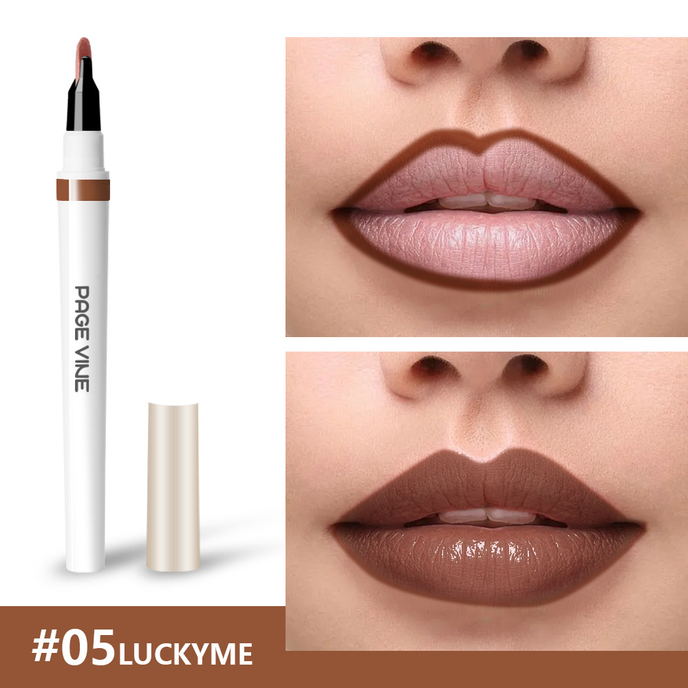 Lípido labial de maquillaje transfronterizo 2 - en - 1 lipstick impermeable y duradero, lipstick líquido de lipstick