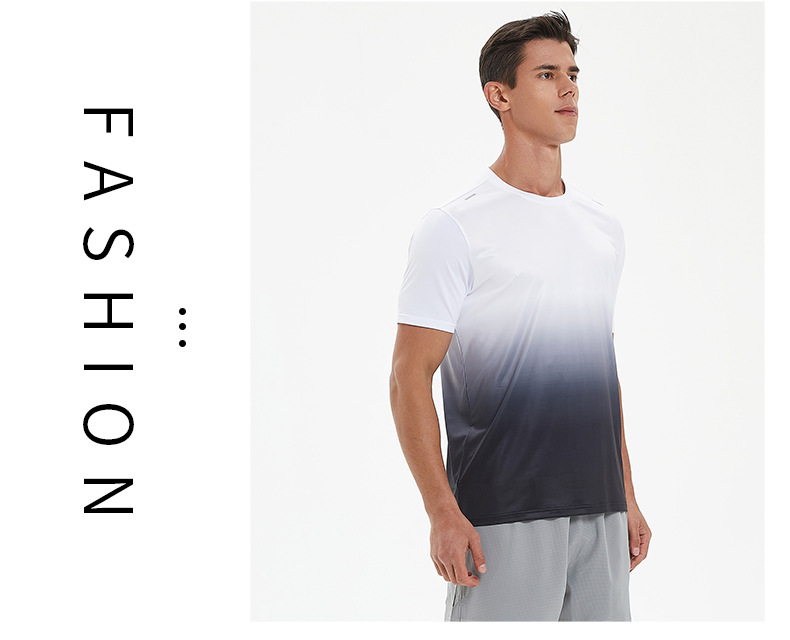 210g Weight Polyester Fabric Type T-shirt Tops Type Round Neck Neckline Gradient Color Pattern Men's Gender Sports Style Men's Gradient Color T-shirt Men's Clothing 2