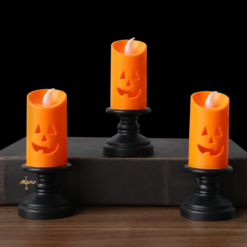 Halloween calabaza lámpara candelabro fiesta fantasma bar atmósfera decoración props lámpara de noche LED decoración de lámpara de vela electrónica