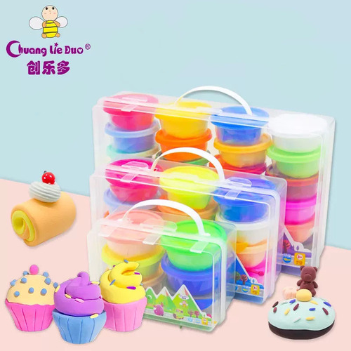 Chuangleduo ultra-light clay colored mud DIY children's plasticine kindergarten clay toys portable storage box gift