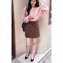 复古灯芯绒碎花2025半身裙女高腰显瘦百搭聚会穿搭小个子a字短裙