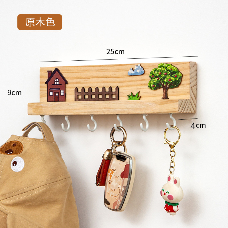 Gancho de llave nórdico creativo sin perforaciones Pared de haya pasillo decorativo estante de almacenamiento de llaves montado en la pared puerta de entrada