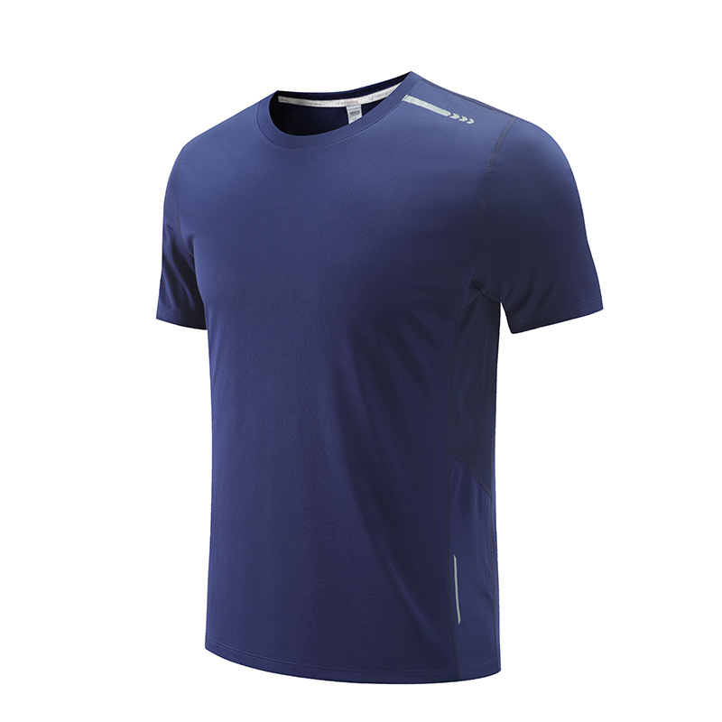 Deportes de verano ocio al aire libre ropa de secado rápido para hombres y mujeres cuello redondo manga corta suelta más tamaño grupo corriendo camiseta de seda de hielo L