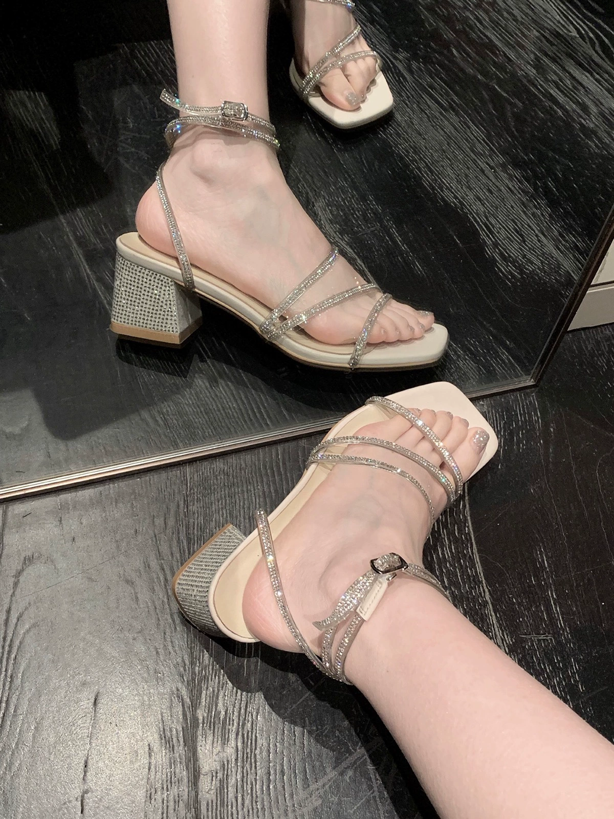 Universal sandals, 2023, french style, thin strap