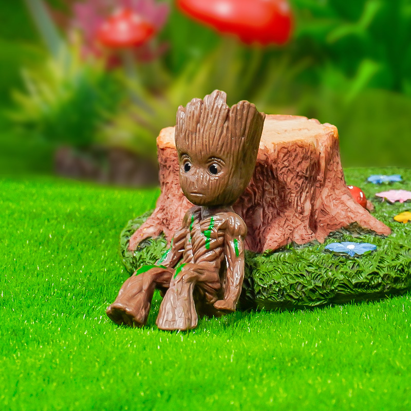 PVC Groot Tree Man en maceta, decoración de madera brasileña, acuario, peceras, artesanías, micro-paisaje, adornos de fondo hundido, berserk