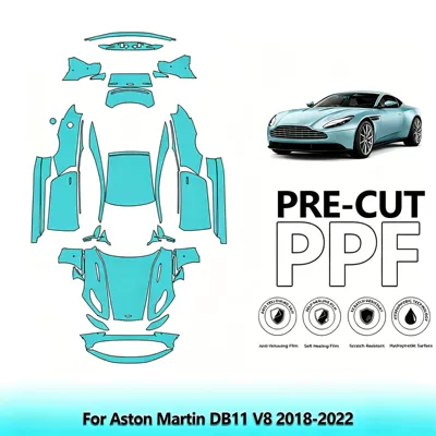 18-22 Aston Martin Db11 V8 Tpu Invisible Car Wrap Pre-Cut Paint Protection Film (Car paint protective film) - transparent-tpu-18-22-aston-martin-db11-v8