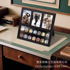 木质挑战硬币收纳架明信片球卡架相框纪念币奖牌展示架徽章勋章架