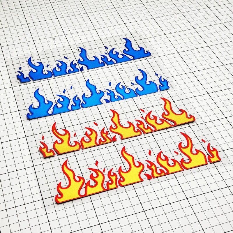 2PCS 불꽃 오토바이 스티커 오토바이 페어링 연료 탱크 측면 패널 헬멧 선 스크린 데칼 비닐