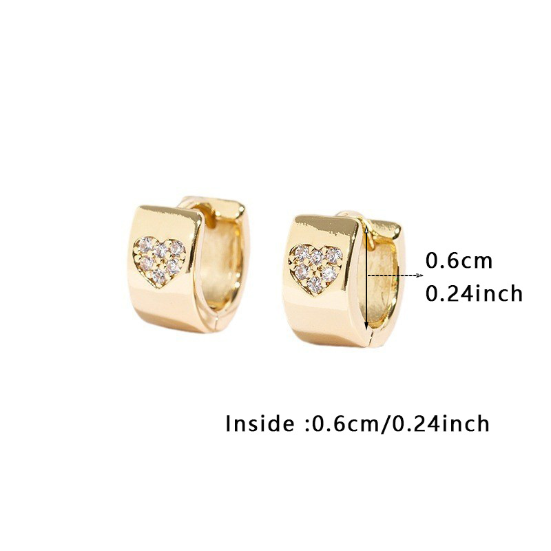 13g Weight Copper Ear Needle Material Zircon Inlay Material Earrings Classification 1 Pair Quantity Daily Occasion Copper Material Heart Shape Pattern Women's Gender Polished Finish Plating Design Lady Style 1 Pair Lady Heart Shape Plating Copper Zircon Earrings 无