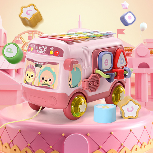Manufacturer wholesale baby musical toy 8-month-old baby educational multi-function bus 1-3 years old