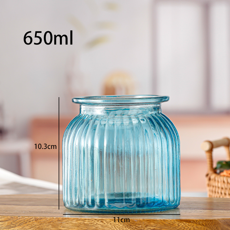 Fábrica al por mayor cosecha Festival gran boca calabaza decorativa botella de vidrio botella de almacenamiento jarra color florero corcho cubierta almacenamiento de calcio de sodio