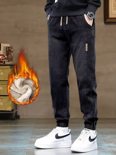 Chao Lun Bu Jia Long Men's Jeans Autumn/Winter New Trend Brand Versatile Ankle Pants Fashion Splicing Elastic Waist Harem
